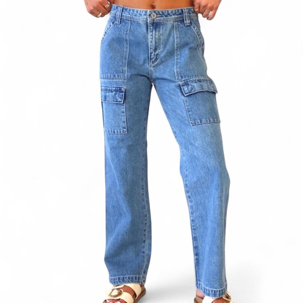 Abrand blue denim cargo jeans